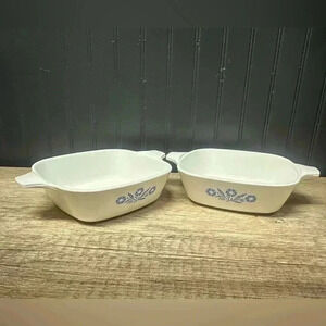 Vintage Corning Ware petite pans. Made in USA. Set of 2. Blue flowers